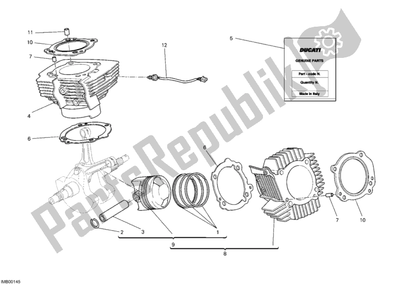 Toutes les pièces pour le Cylindre - Piston du Ducati Monster 659 Australia 2012